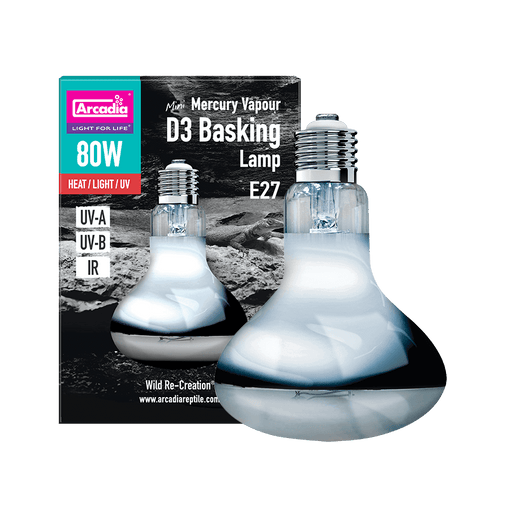 Arcadia 2nd Generation Mini D3 UV Basking Lamp 80 Watts — official product information