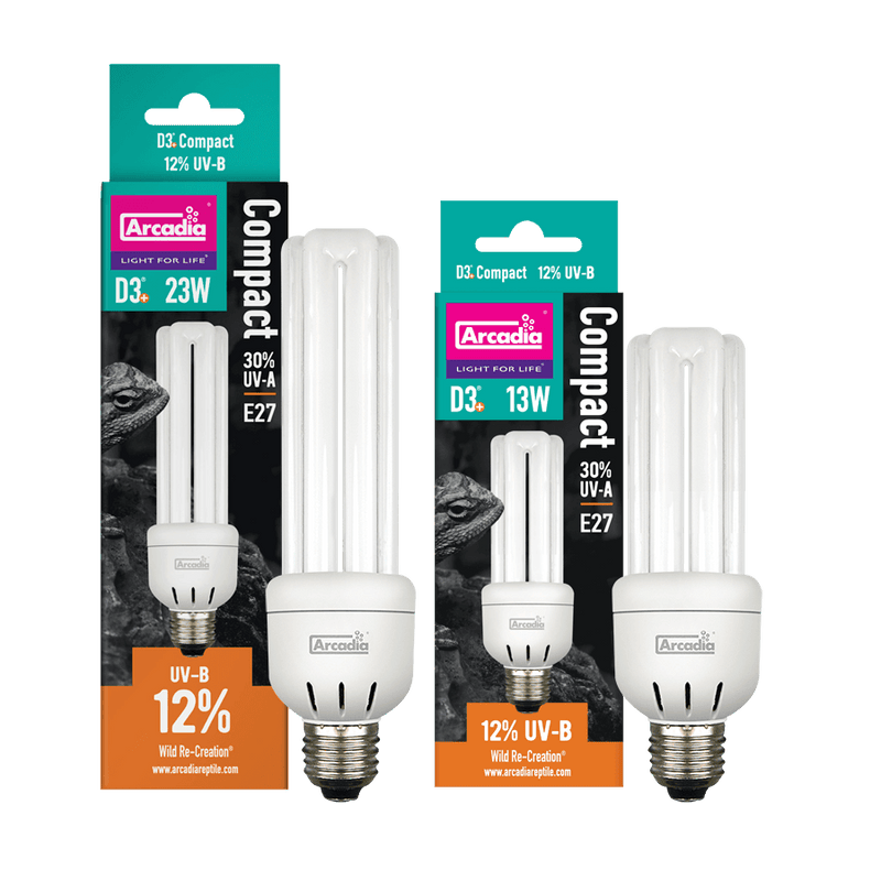 Arcadia 12% UVB E27 compact lamp range