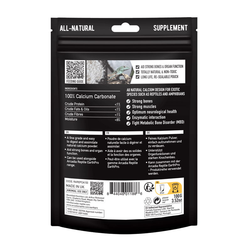 Arcadia EarthPro-Ca Calcium Powder 100g — official product information