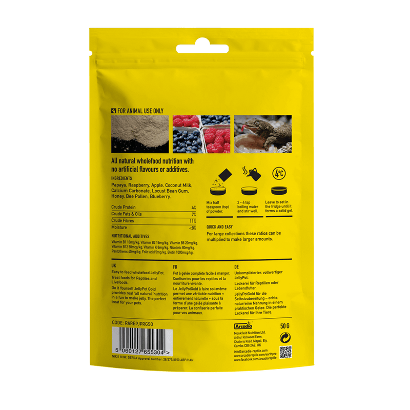 Arcadia Earth Pro Jellypot Gold, Repti Gold (50 Grams) — official product information