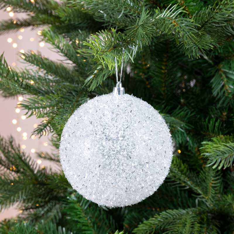Christmas Bauble With Ice Finish Glitter (10 cm)