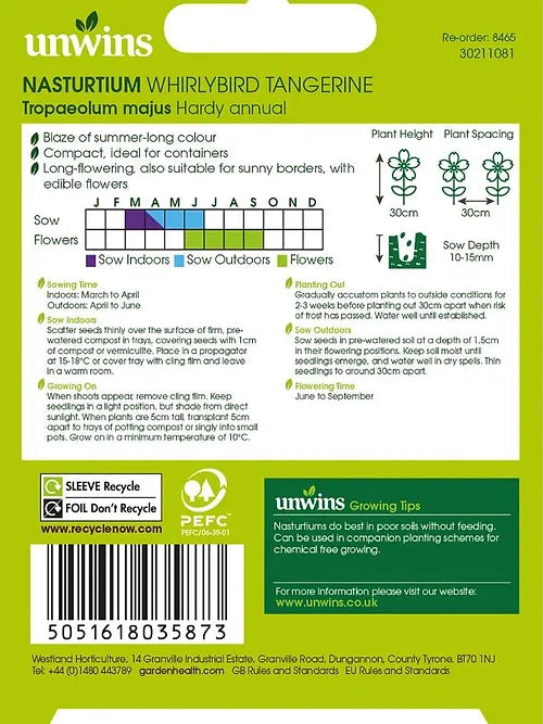 Natures Haven Nasturtium Whirlybird Tangerine