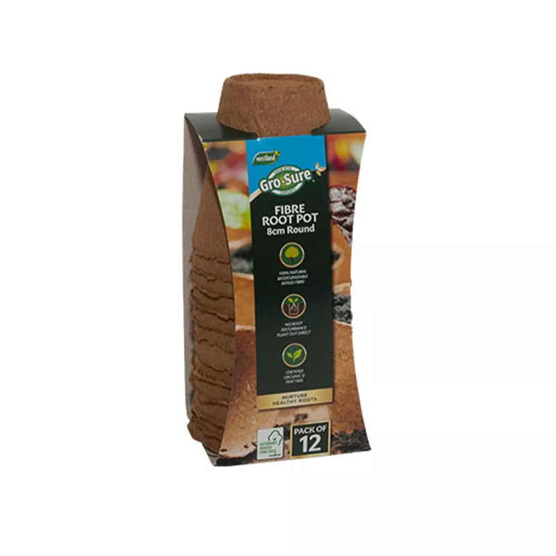 Gro-Sure Fibre Pots Round 8cm 12pk