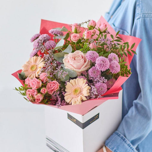 The No Lilies All Love – pink and peach lily-free bouquet