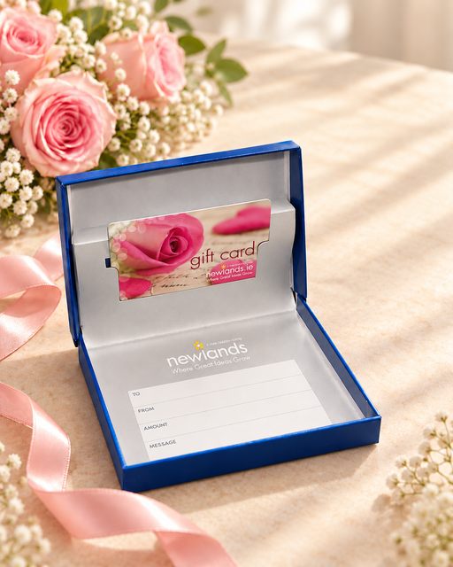 Rose gift voucher shown inside optional Newlands blue presentation box