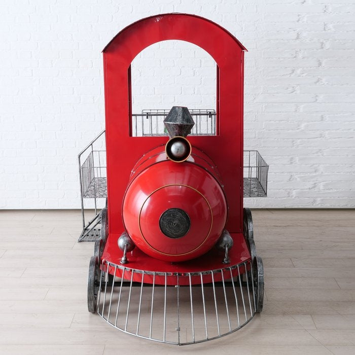 Christmas Train Iron Powder Coated Red (L 225 x W 165 x H 165cm)