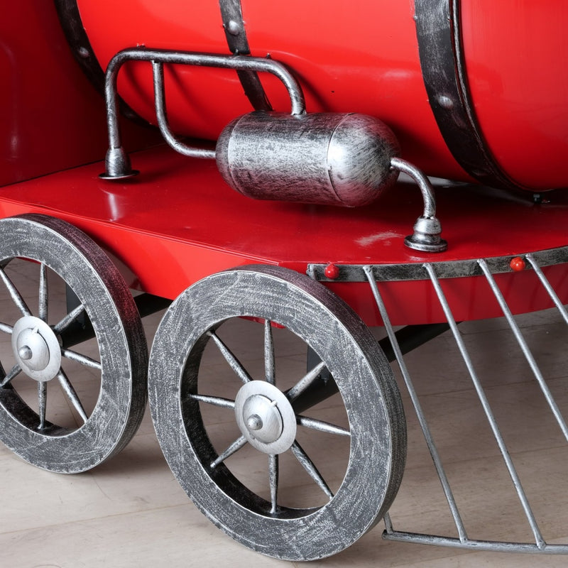 Christmas Train Iron Powder Coated Red (L 225 x W 165 x H 165cm)