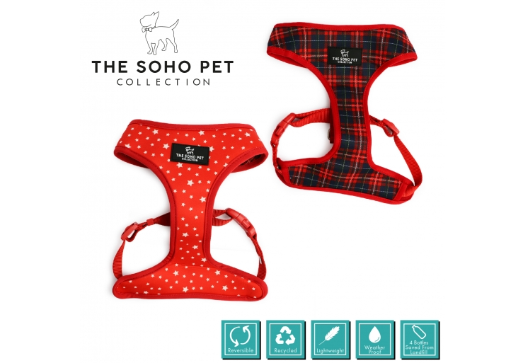 Ancol Soho Reversible Harness Tartan & Star Extra Small