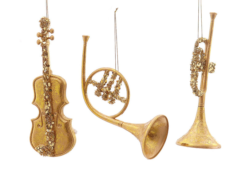 Vetur Gold Musical Instrument Christmas Hanging Decoration