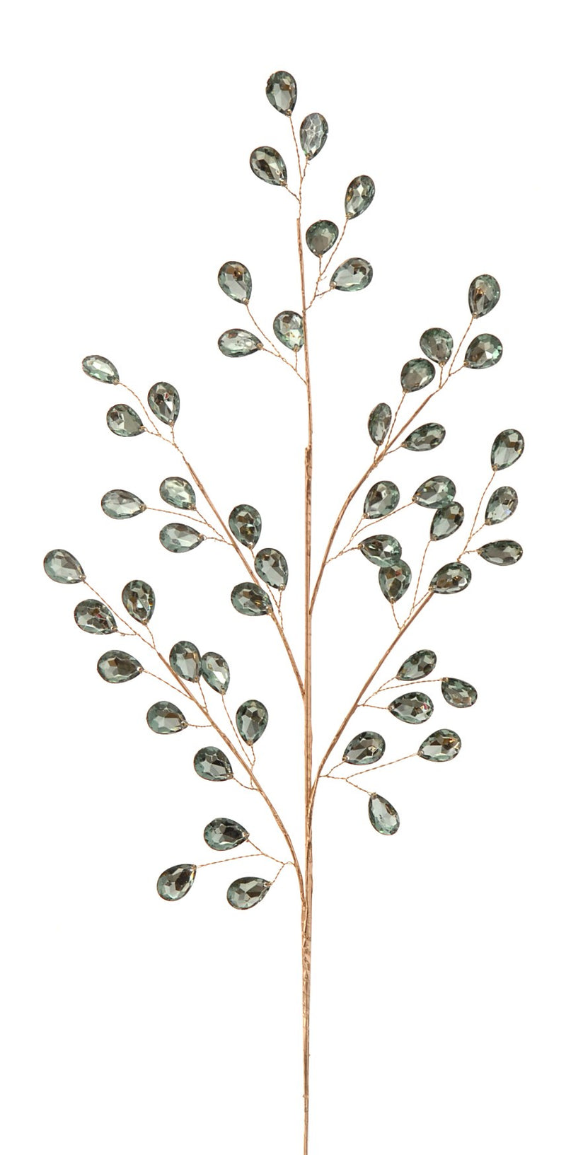 Vetur Silver Christmas Foliage Spray with Green Crystals