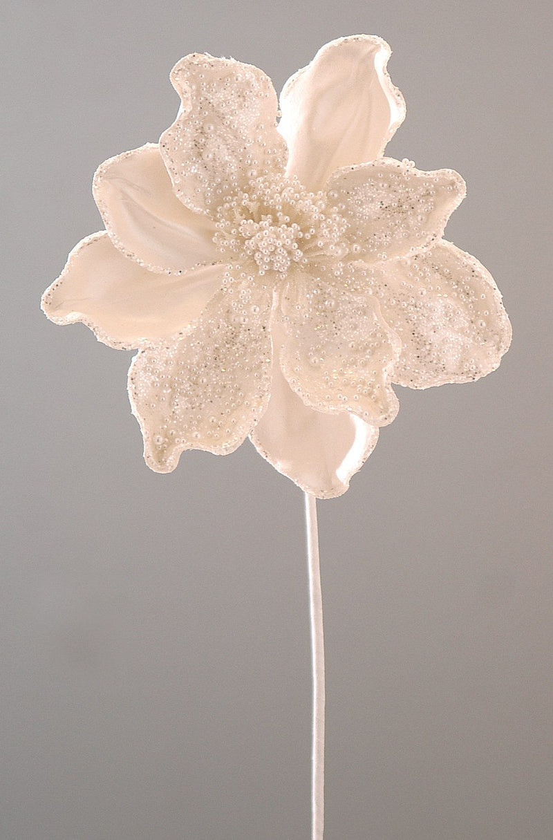 Vetur White Pearl Christmas Flower Pick 45cm