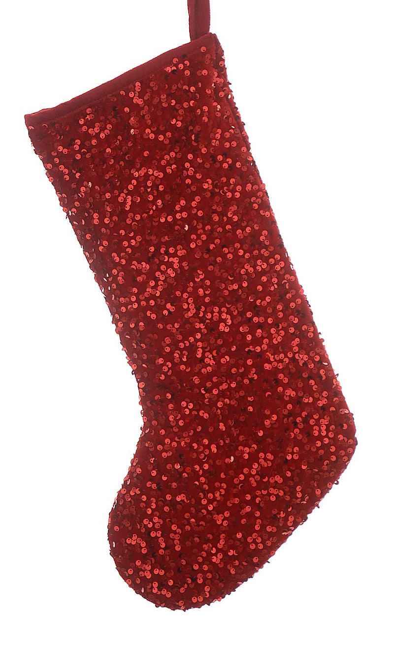 Vetur Red Sequin Christmas Stocking