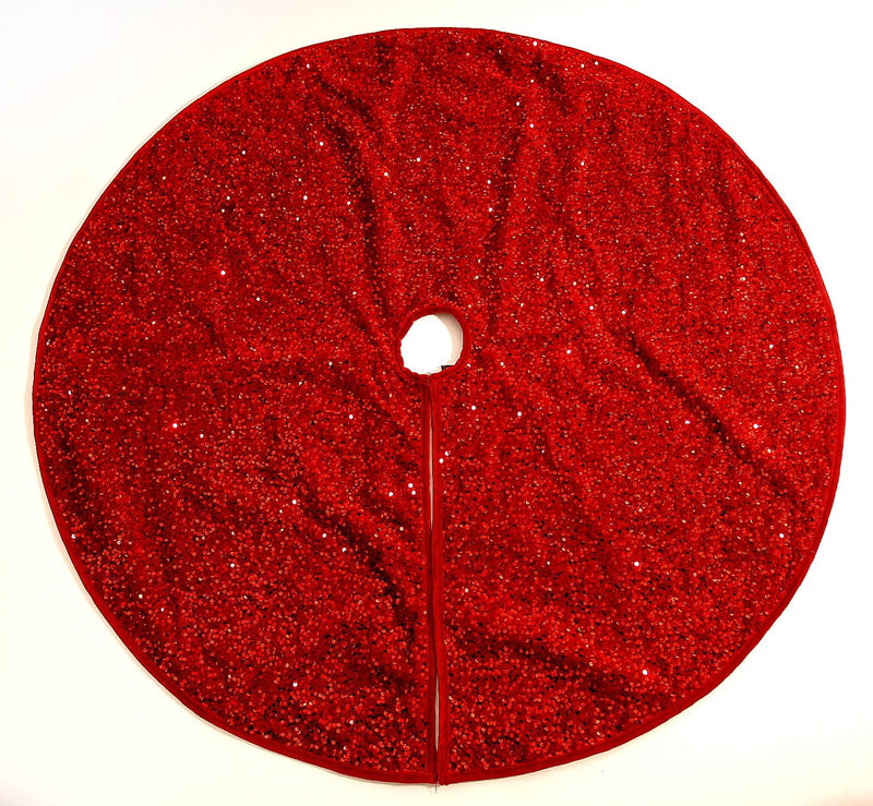 Vetur Red Sequin Christmas Tree Skirt