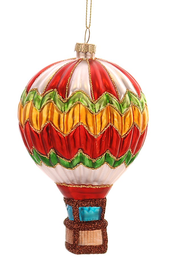Vetur Colourful Hot Air Balloon Glass Christmas Decoration