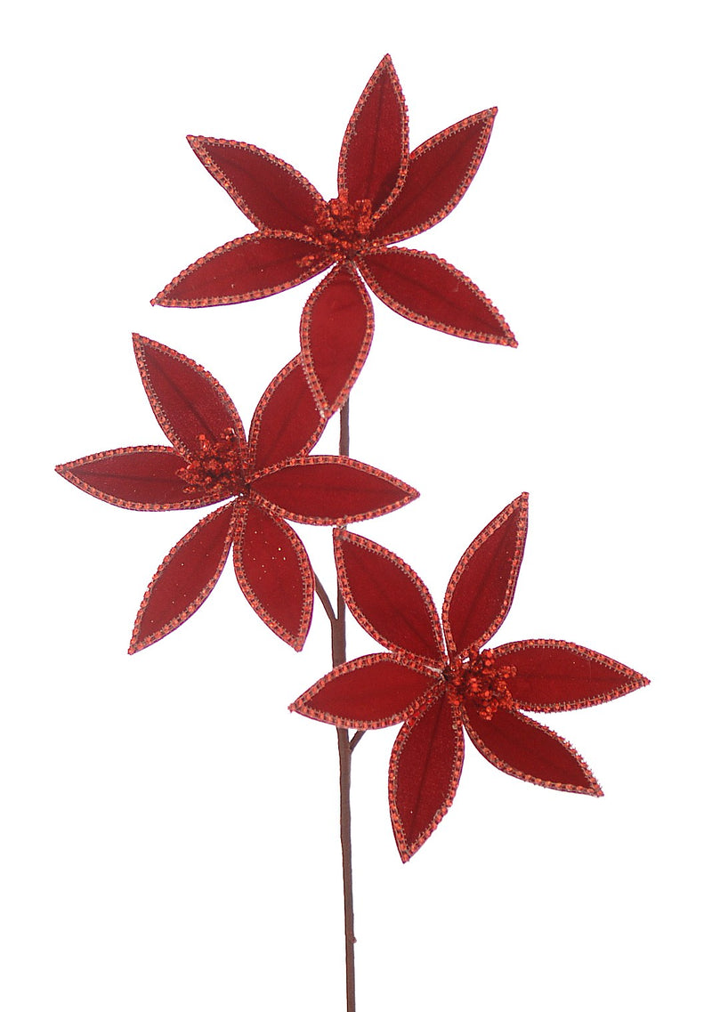 Vetur Red Poinsettia Christmas Stem 65cm