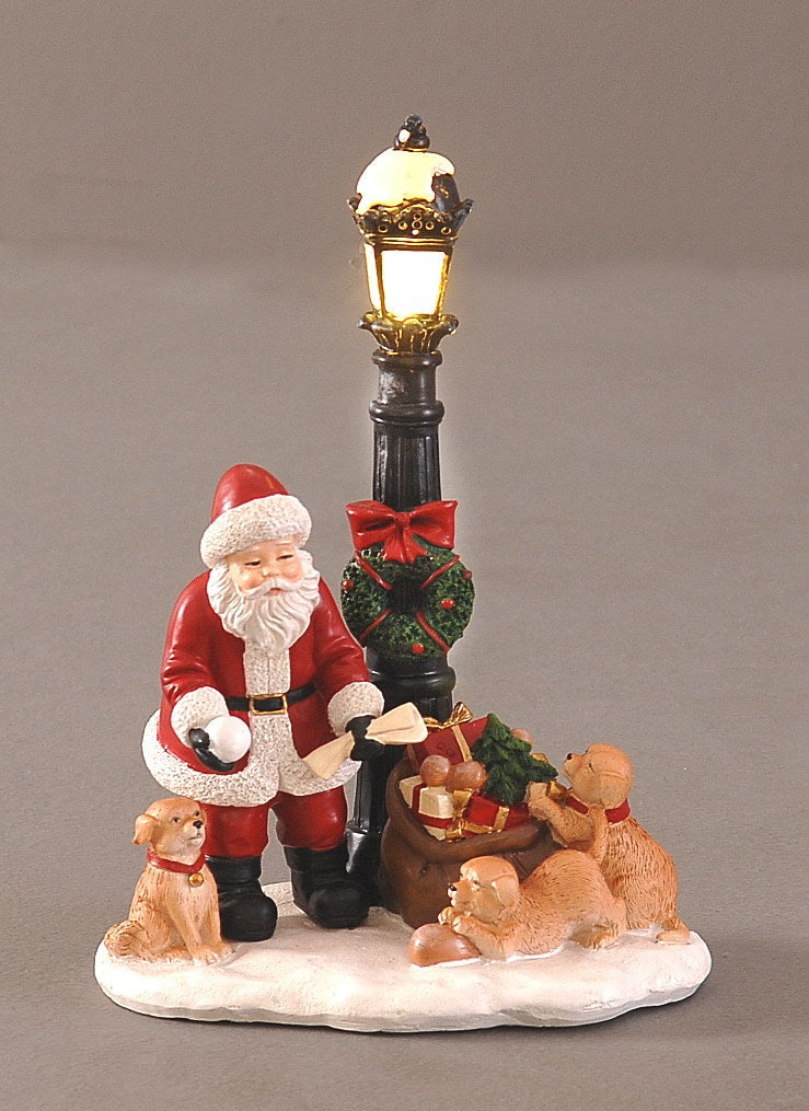 Vetur Santa with Illuminated Lantern Christmas Decoration