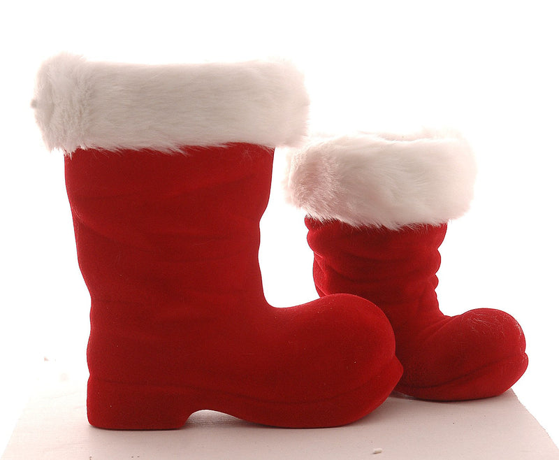 Vetur Red Flocked Christmas Boot 17.8cm