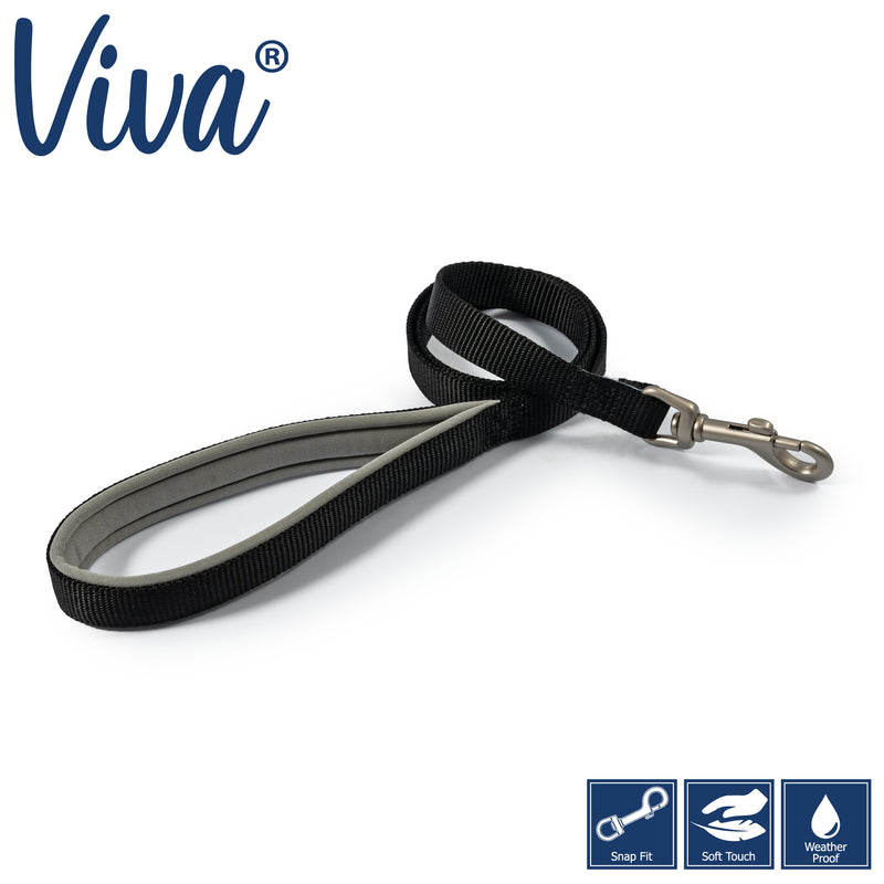 Ancol Viva Padded Nylon Lead Black 1/2 x 42 Inch