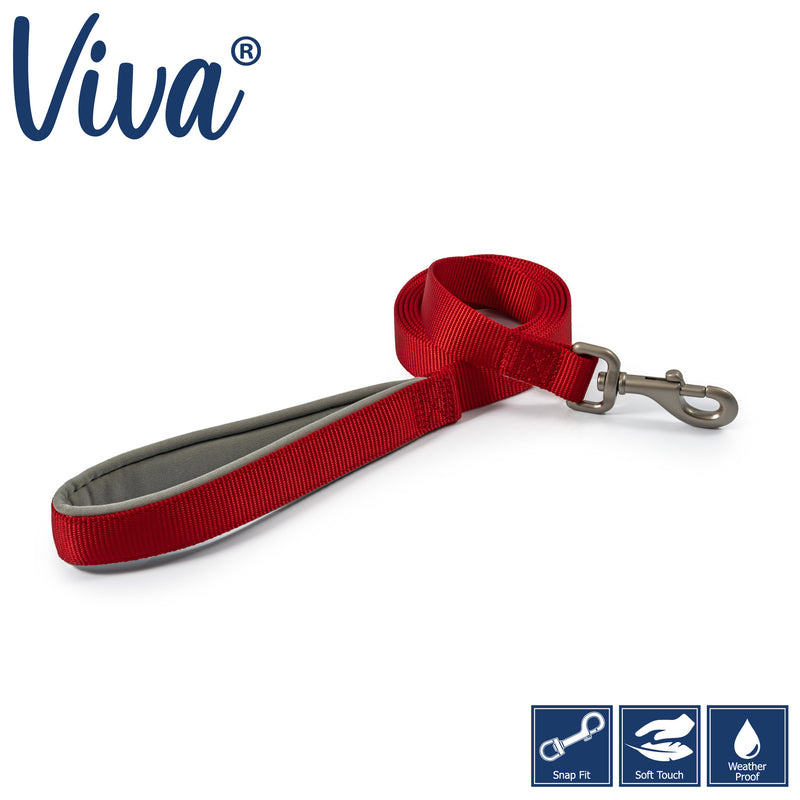 Ancol Viva Padded Nylon Lead Red 25mm x 1m