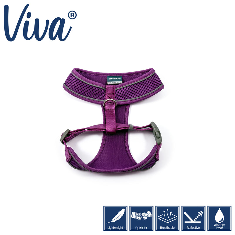 Ancol Viva Confort Mesh Dog Harness Pruple Medium (44-57cm Chest)