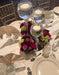 3 Glass Goblets with arrangements on Round Mirrorrs