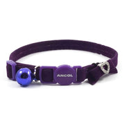 Cat Collar Purple Velvet Heart Safety