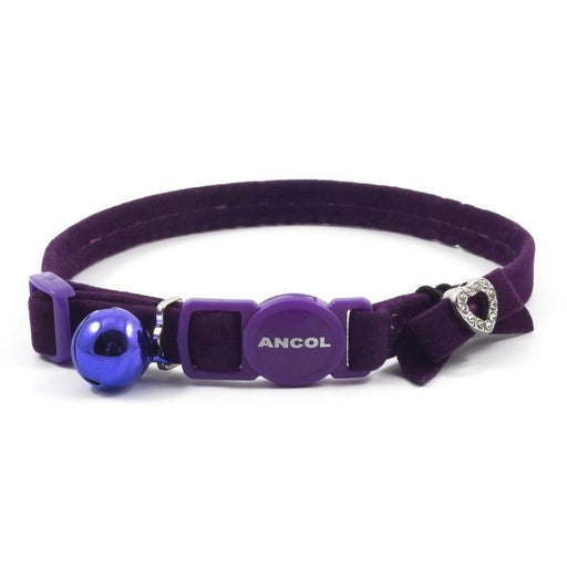 Cat Collar Purple Velvet Heart Safety