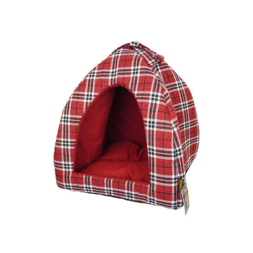Cat Igloo Illusion Red Tartan 35cm