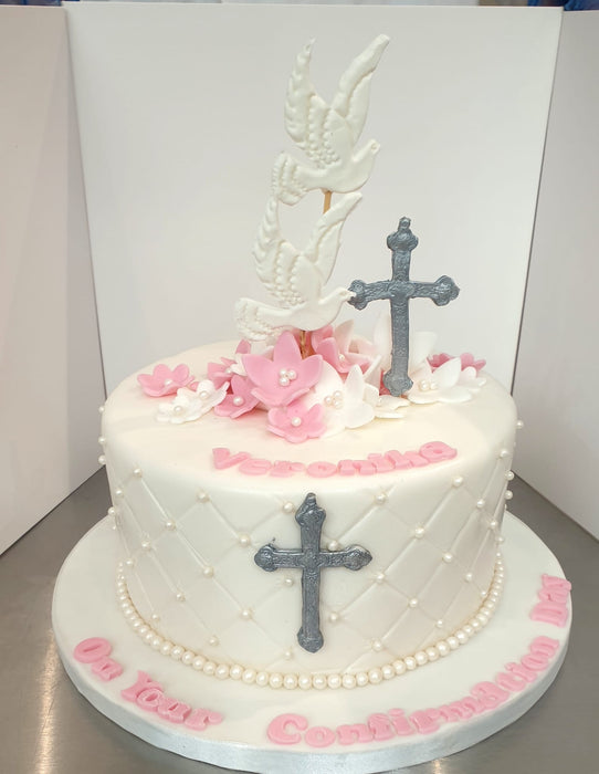 Confirmation Cake with white Doves