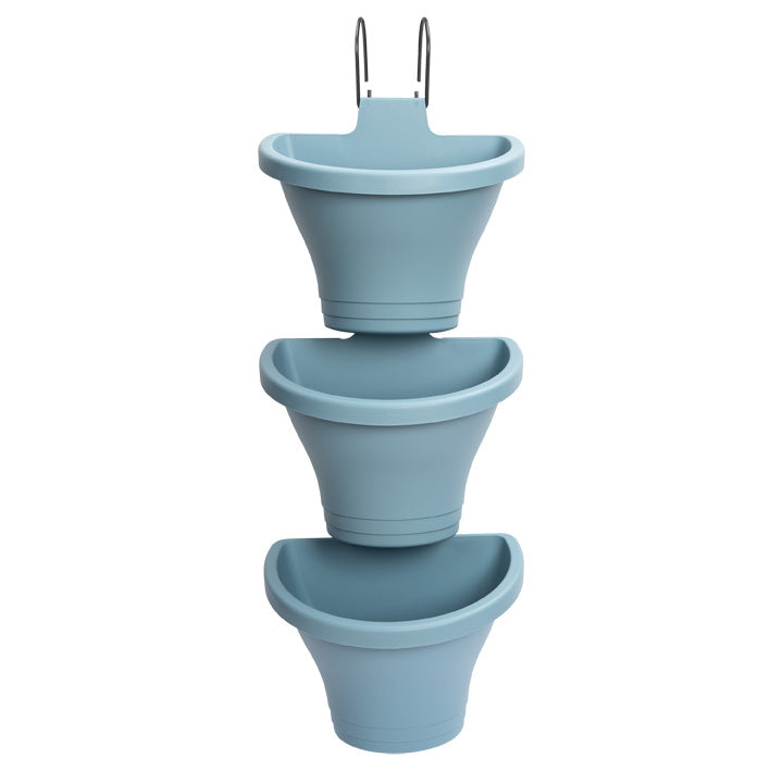 Elho Corsica Vertical Forest 24cm Set of 3 Vintage Blue