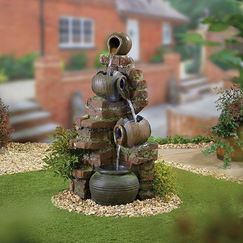 Flowing Jugs Water Feature with LED Lights