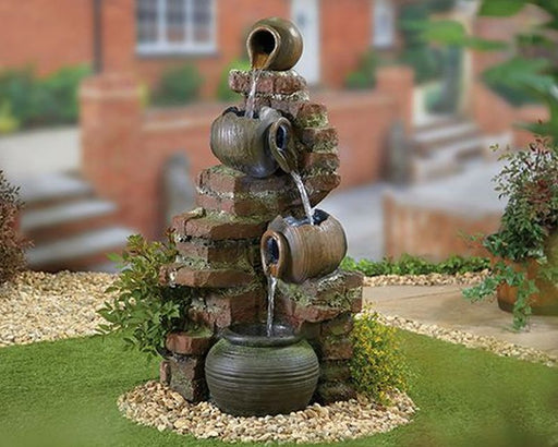 Flowing Jugs Water Feature with LED Lights