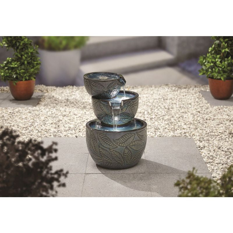 Fossil Leaf Water Feature with LED Lights