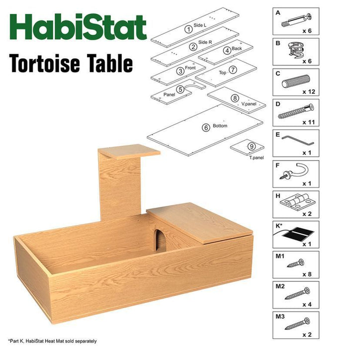 HabiStat Tortoise Starter Kit Oak Includes Table and Accessory Pack