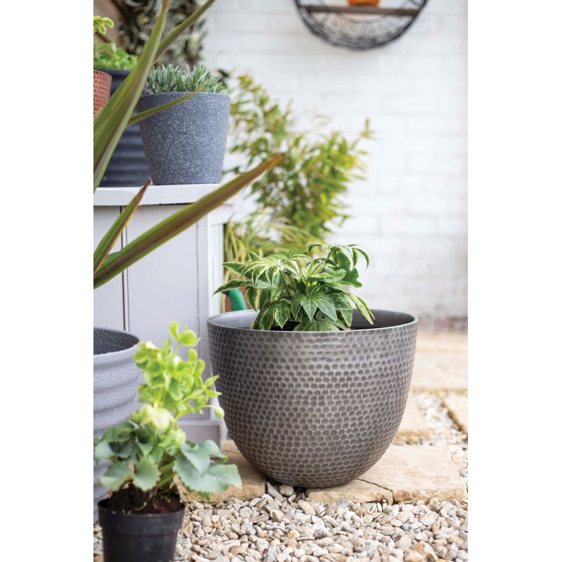 Elements Gun Metal Effect Pot 38 cm