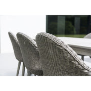 Old England Grey Painted Table With 6 Woven Bucket Chairs