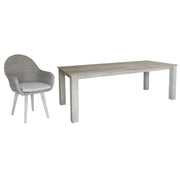 Old England Grey Painted Table With 6 Woven Bucket Chairs