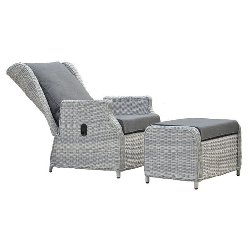 Rattan Weave Recliner with Foot Stool