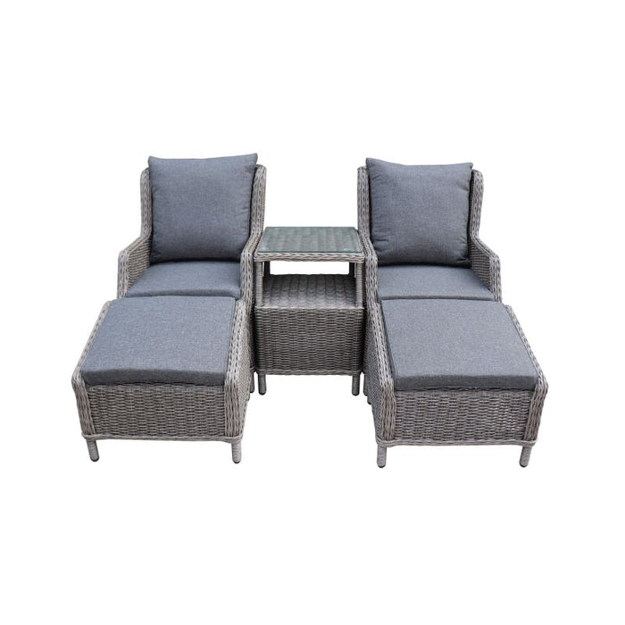 Bespoke Salou Dual Sun Lounger Set With Side Table and Foot Rests & Cushions