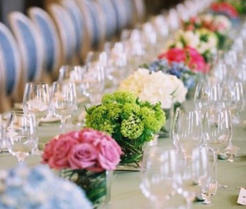 Selection of Cubes Filled with Roses Hydrangea Peonies