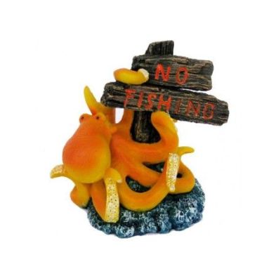 Aquarium Ornament Squid No Fishing Sign