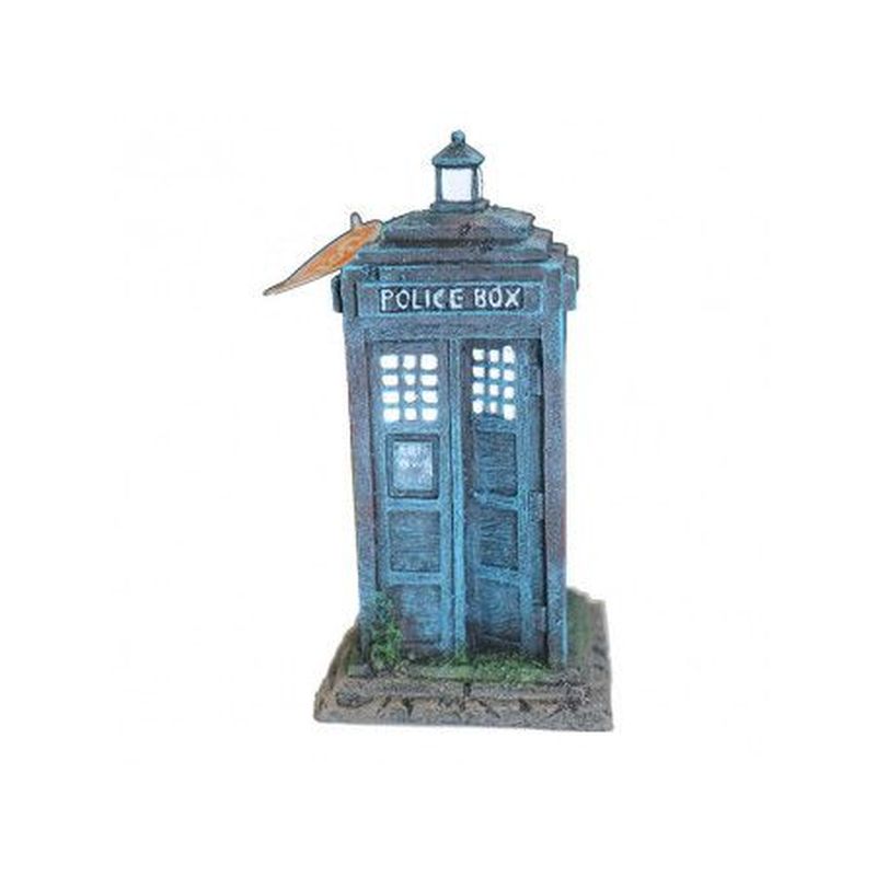 Aquarium Ornament Telephone Box Blue