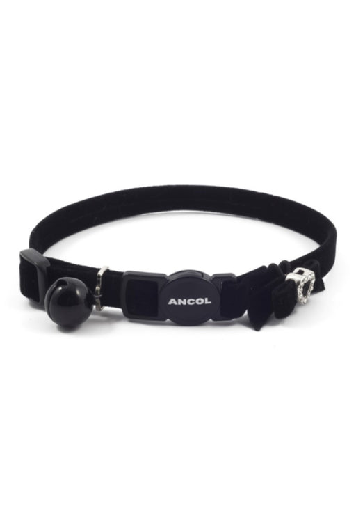 Ancol Velvet Heart Safety Cat Collar Black