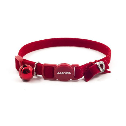 Ancol Velvet Heart Safety Cat Collar Red
