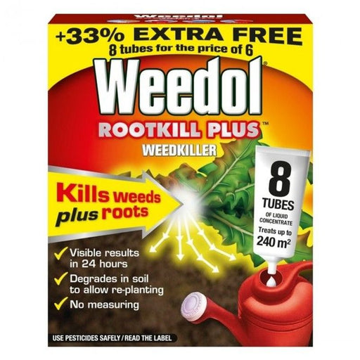 Weedol Rootkill Plus Concentrate Weedkiller 6 Tubes Plus 2 FREE