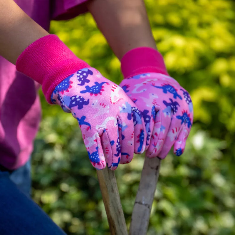 Kent & Stowe Pink Dinosaur Kids Gardening Gloves