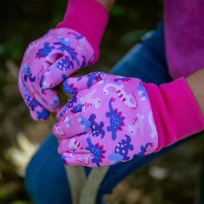 Kent & Stowe Pink Dinosaur Kids Gardening Gloves