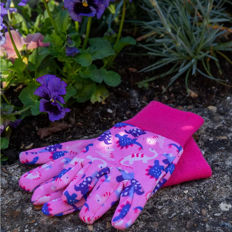 Kent & Stowe Pink Dinosaur Kids Gardening Gloves