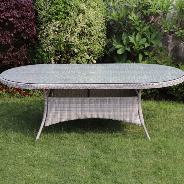 Sepino - 8 Seater Set with Oval Table & Lazy Susan (Light Grey)