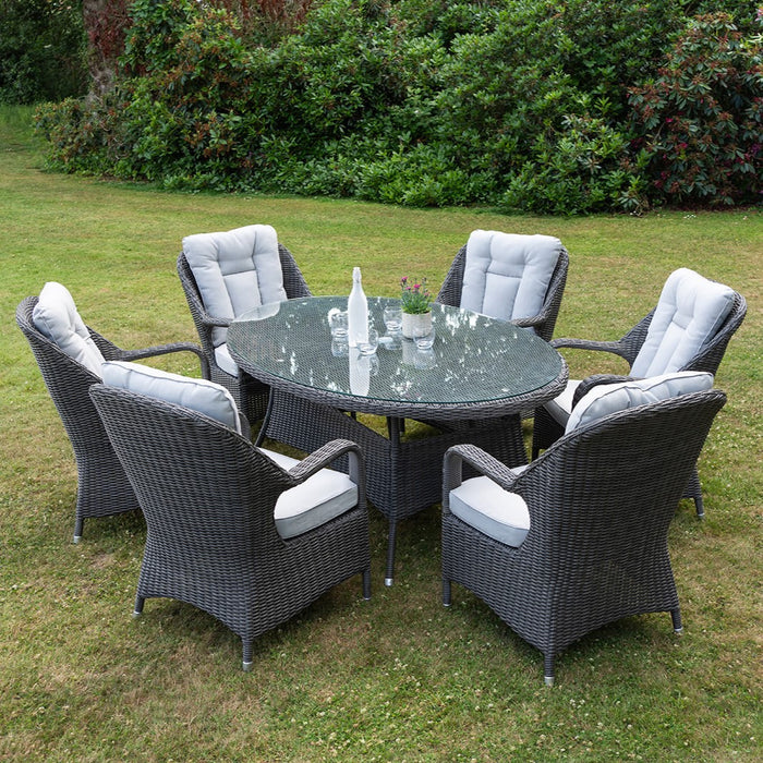 Valencia - 6 Seater Set with Oval Table (Grey)